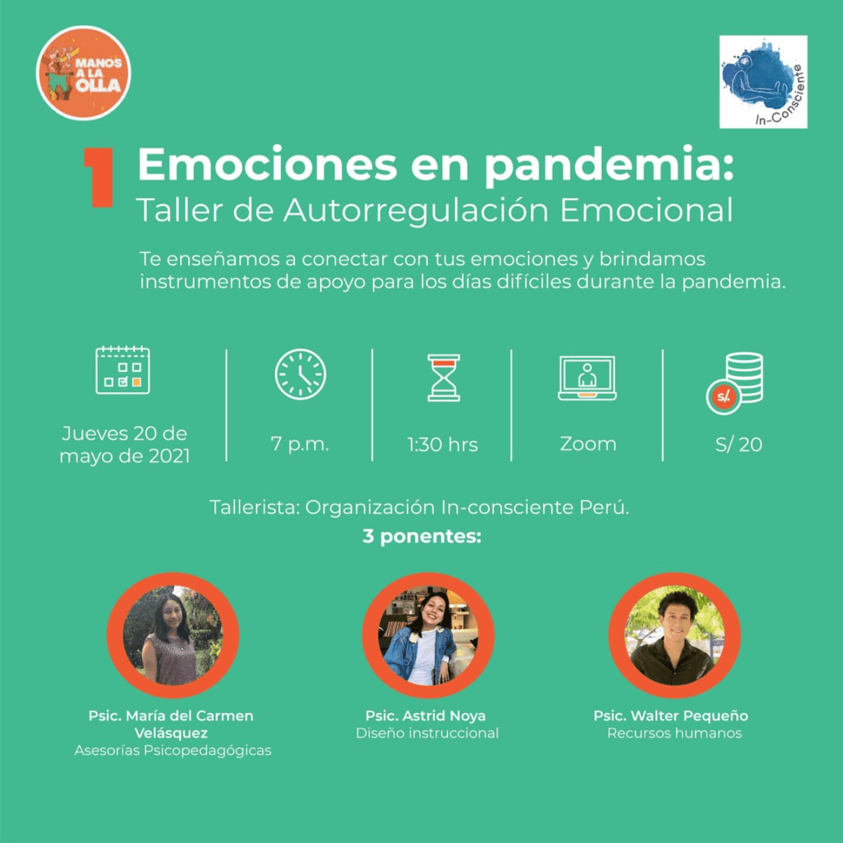 Workshop poster — "Emociones en pandemia: Taller de Autorregulación Emocional"