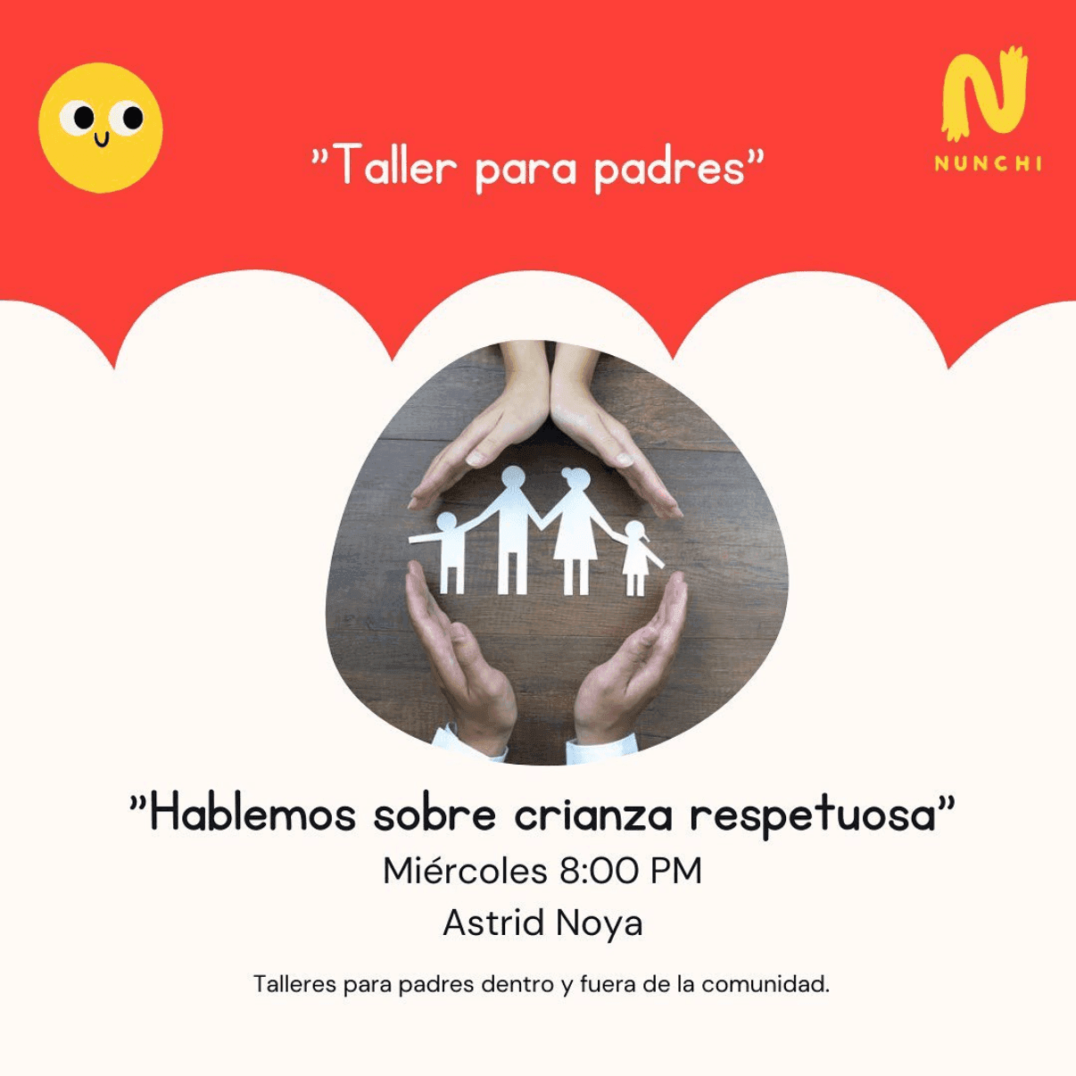 Workshop poster — Taller para padres: "Hablemos sobre crianza respetuosa"