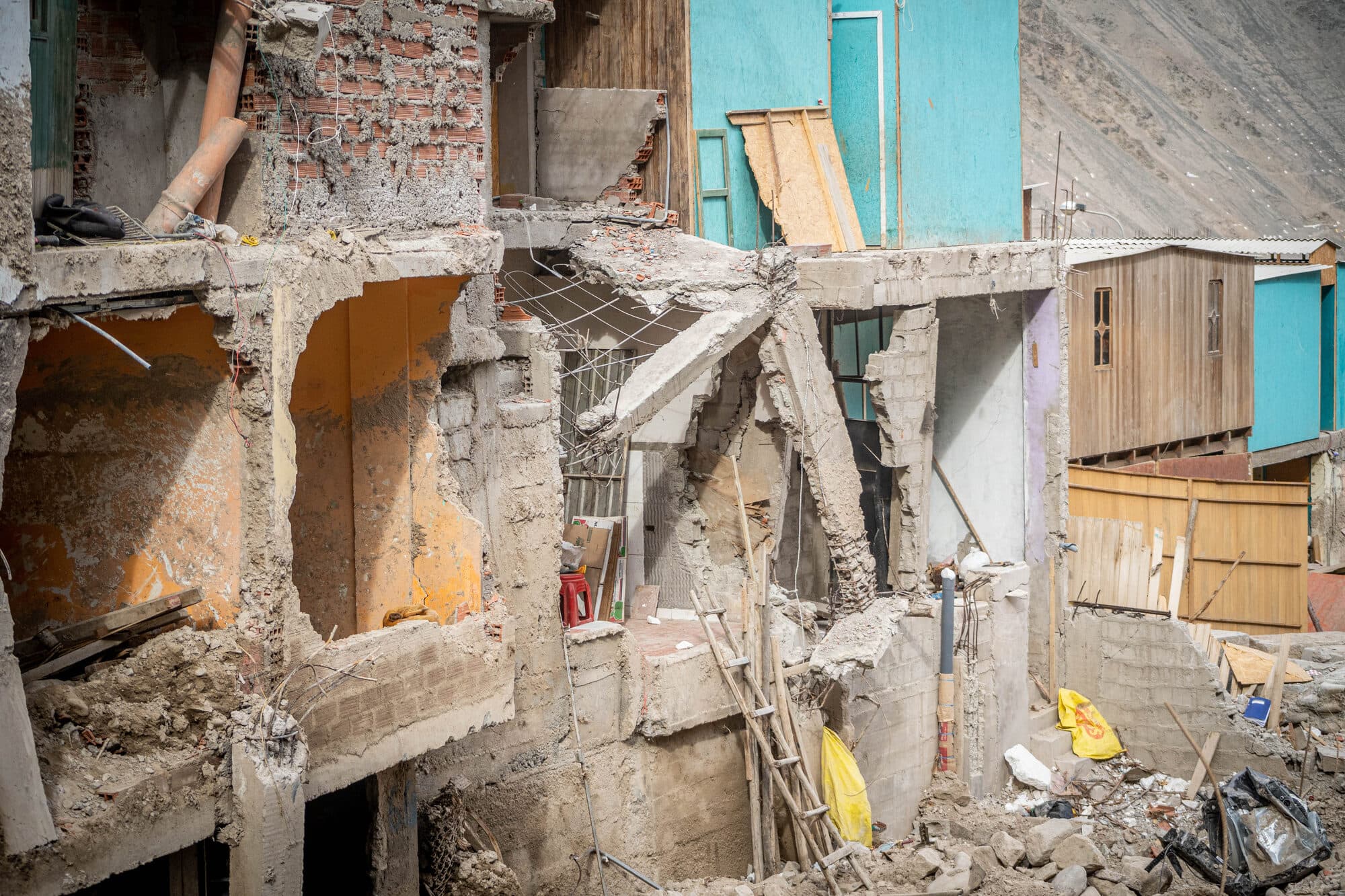 Buildings in Secocha destroyed by the flood